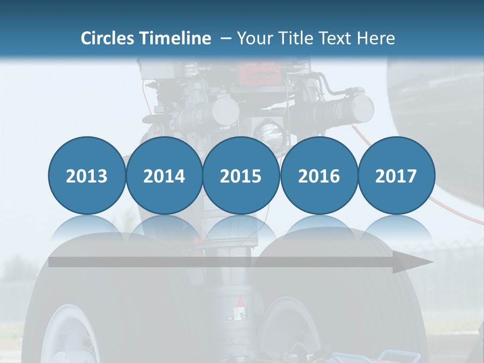Nose Wheel (Front Landing Gear) Of Very Large, Wide-Body Airplane Being Towed At An Airport. PowerPoint Template