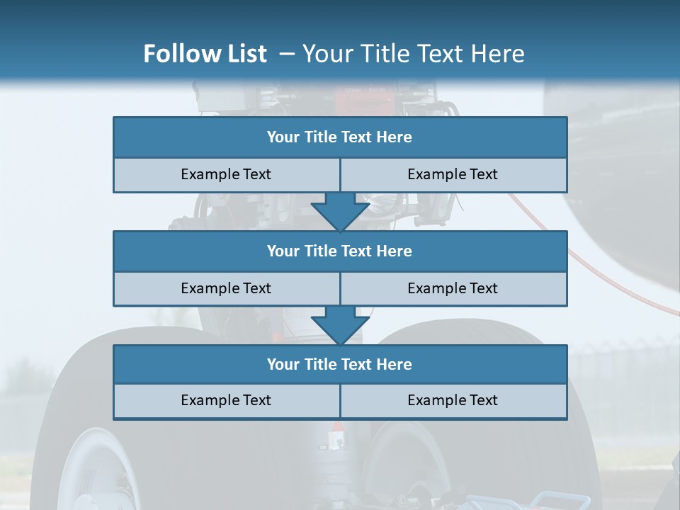 Nose Wheel (Front Landing Gear) Of Very Large, Wide-Body Airplane Being Towed At An Airport. PowerPoint Template