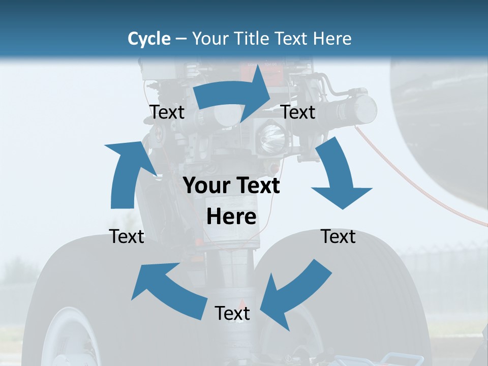 Nose Wheel (Front Landing Gear) Of Very Large, Wide-Body Airplane Being Towed At An Airport. PowerPoint Template