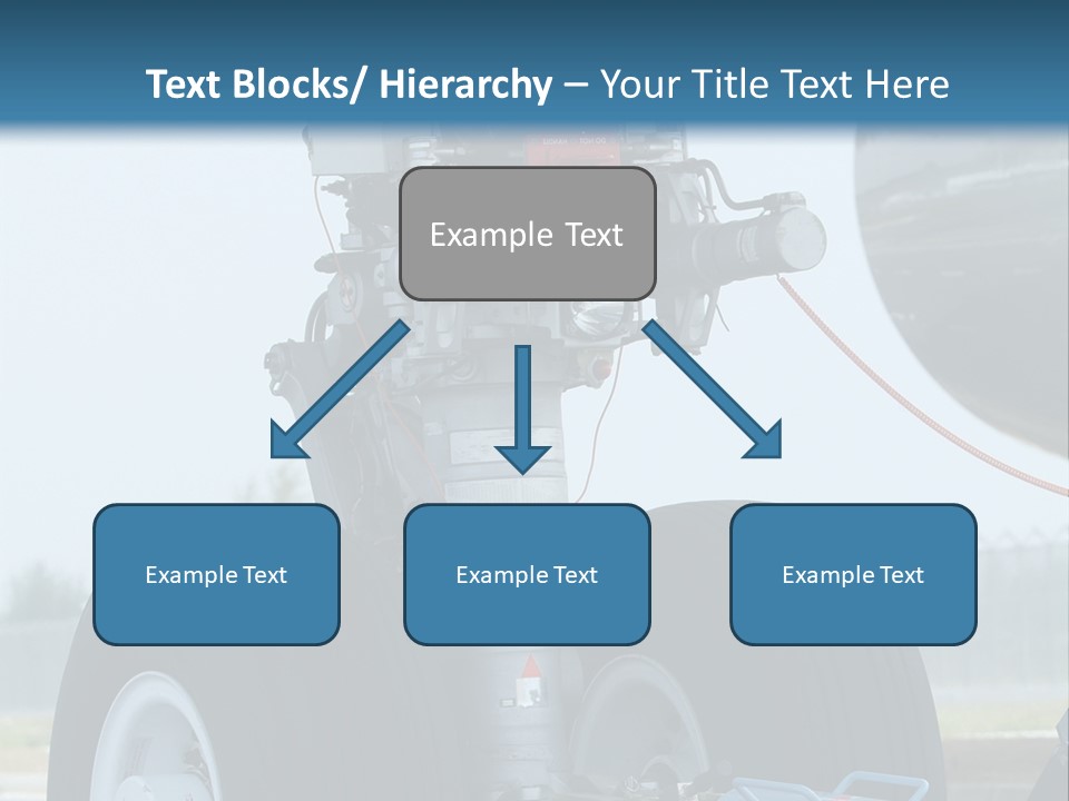 Nose Wheel (Front Landing Gear) Of Very Large, Wide-Body Airplane Being Towed At An Airport. PowerPoint Template