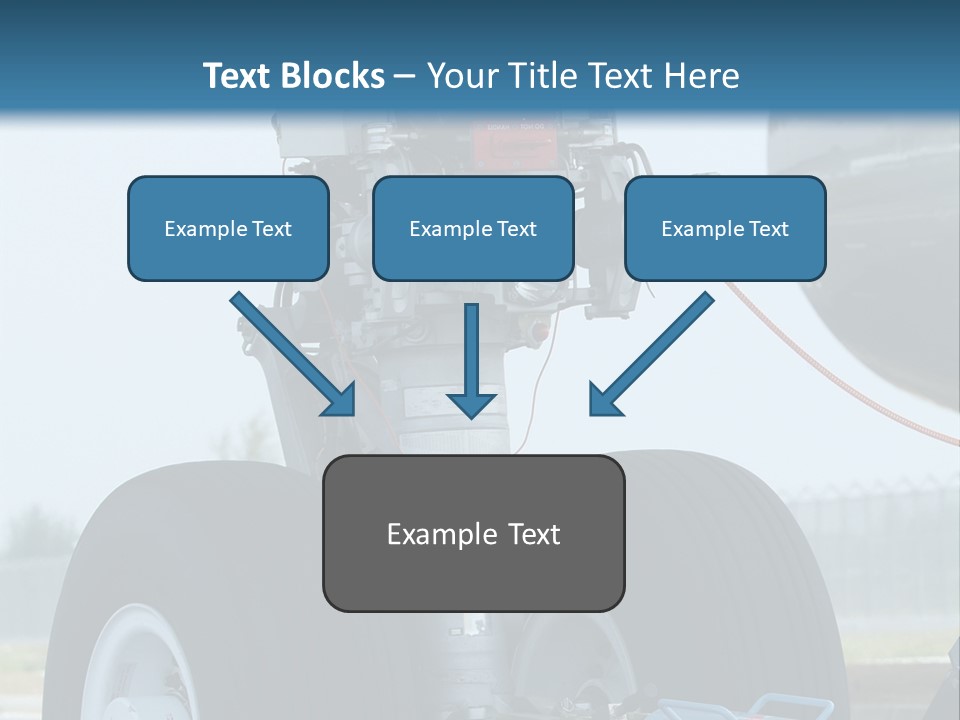 Nose Wheel (Front Landing Gear) Of Very Large, Wide-Body Airplane Being Towed At An Airport. PowerPoint Template