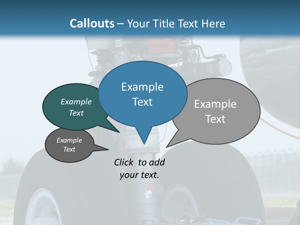 Nose Wheel (Front Landing Gear) Of Very Large, Wide-Body Airplane Being Towed At An Airport. PowerPoint Template