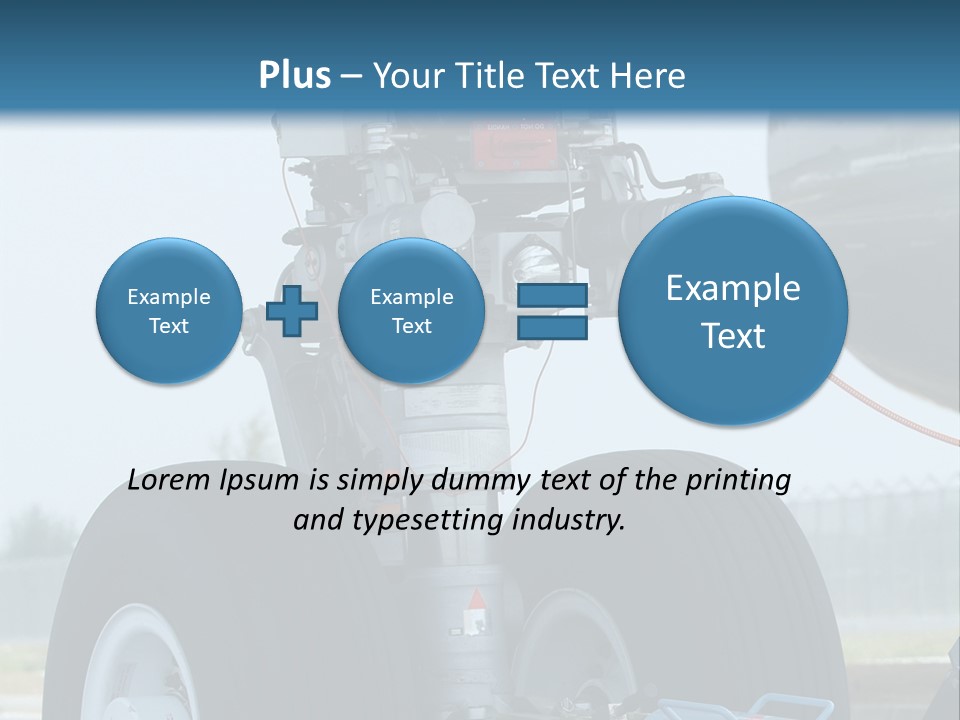 Nose Wheel (Front Landing Gear) Of Very Large, Wide-Body Airplane Being Towed At An Airport. PowerPoint Template