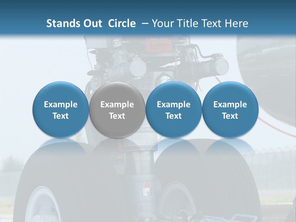 Nose Wheel (Front Landing Gear) Of Very Large, Wide-Body Airplane Being Towed At An Airport. PowerPoint Template