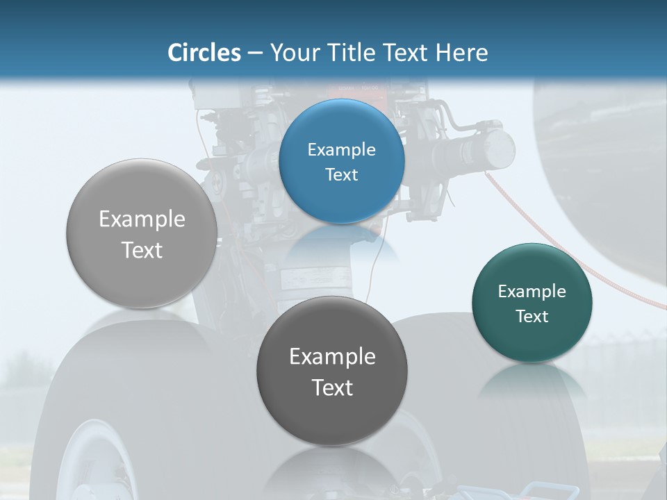 Nose Wheel (Front Landing Gear) Of Very Large, Wide-Body Airplane Being Towed At An Airport. PowerPoint Template