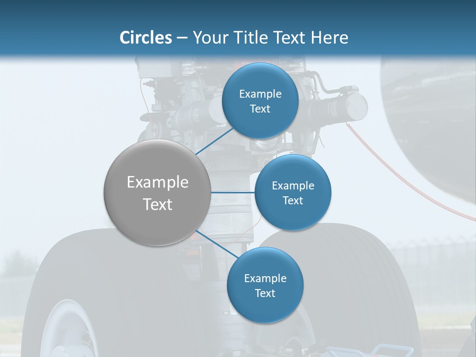 Nose Wheel (Front Landing Gear) Of Very Large, Wide-Body Airplane Being Towed At An Airport. PowerPoint Template