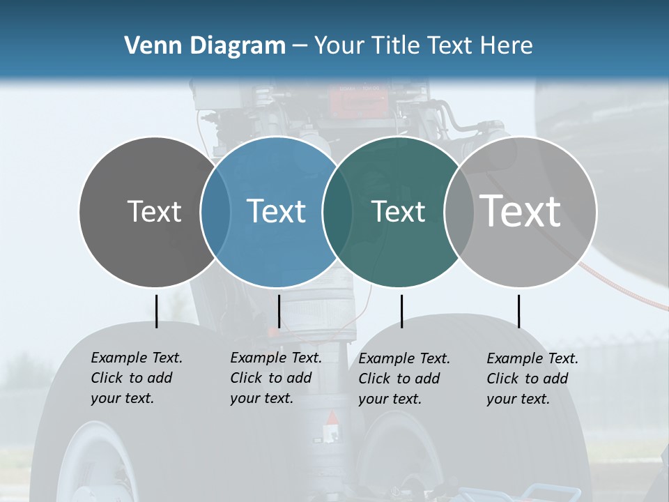 Nose Wheel (Front Landing Gear) Of Very Large, Wide-Body Airplane Being Towed At An Airport. PowerPoint Template