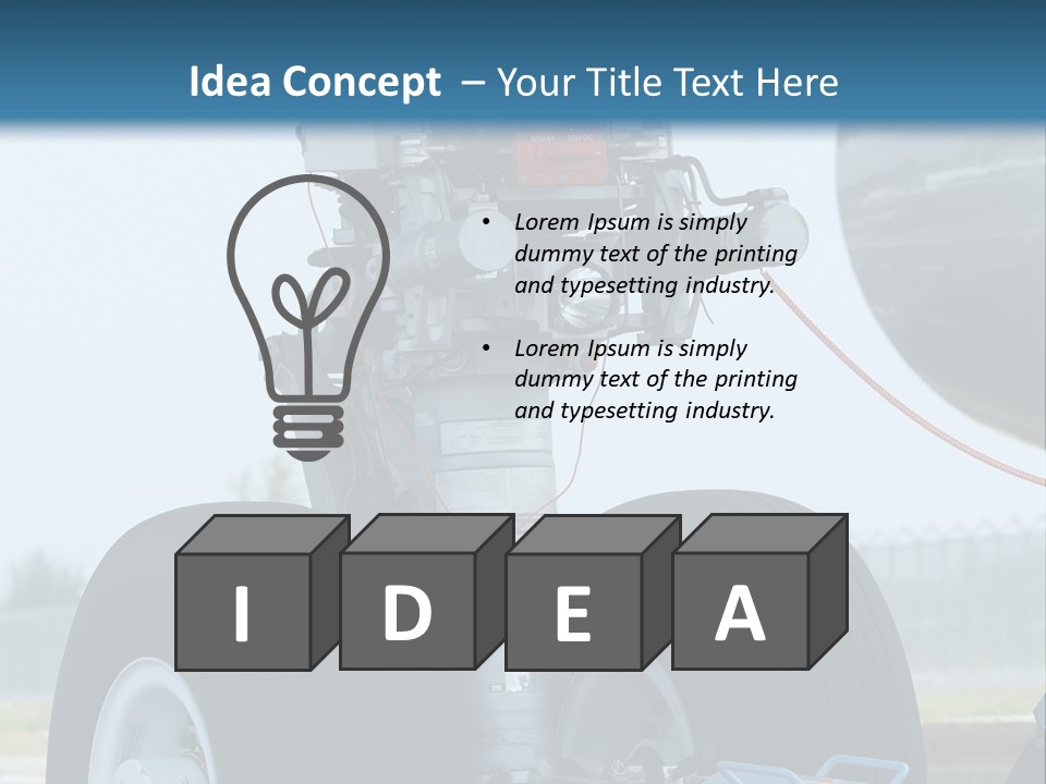 Nose Wheel (Front Landing Gear) Of Very Large, Wide-Body Airplane Being Towed At An Airport. PowerPoint Template