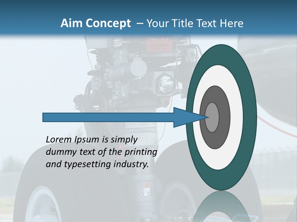 Nose Wheel (Front Landing Gear) Of Very Large, Wide-Body Airplane Being Towed At An Airport. PowerPoint Template