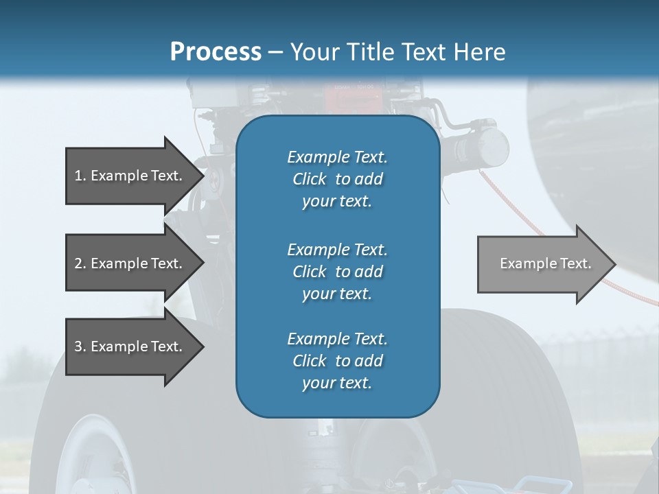 Nose Wheel (Front Landing Gear) Of Very Large, Wide-Body Airplane Being Towed At An Airport. PowerPoint Template
