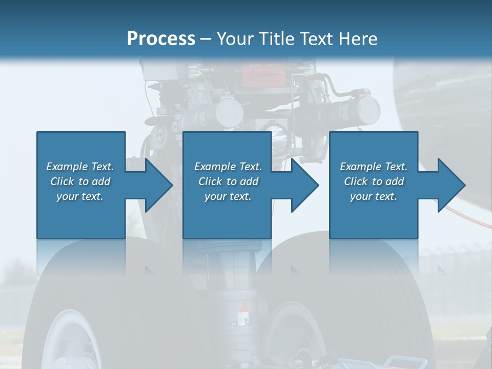 Nose Wheel (Front Landing Gear) Of Very Large, Wide-Body Airplane Being Towed At An Airport. PowerPoint Template