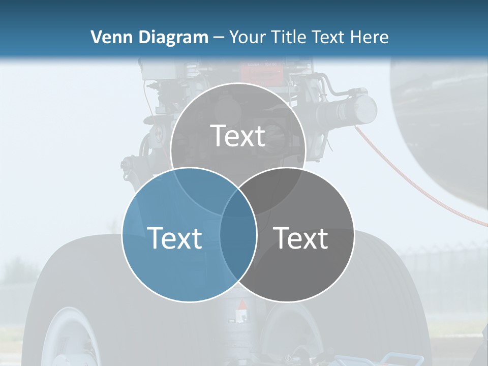 Nose Wheel (Front Landing Gear) Of Very Large, Wide-Body Airplane Being Towed At An Airport. PowerPoint Template