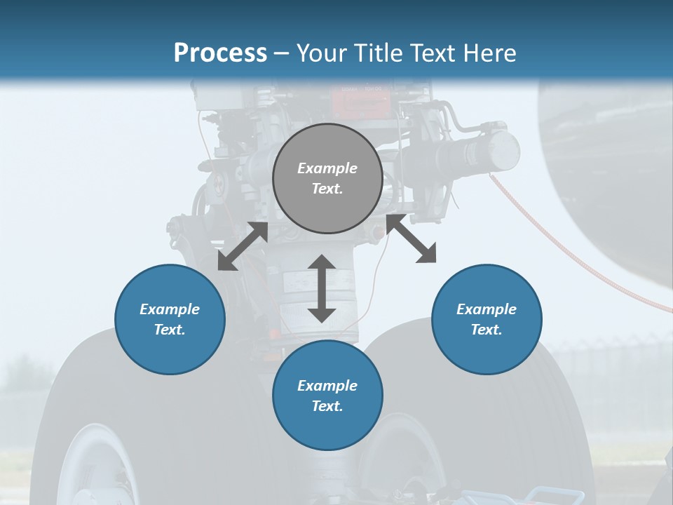 Nose Wheel (Front Landing Gear) Of Very Large, Wide-Body Airplane Being Towed At An Airport. PowerPoint Template