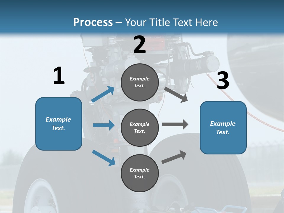 Nose Wheel (Front Landing Gear) Of Very Large, Wide-Body Airplane Being Towed At An Airport. PowerPoint Template