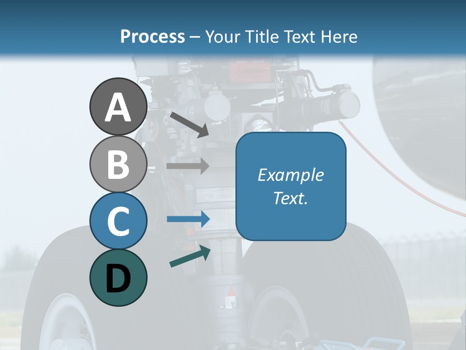 Nose Wheel (Front Landing Gear) Of Very Large, Wide-Body Airplane Being Towed At An Airport. PowerPoint Template