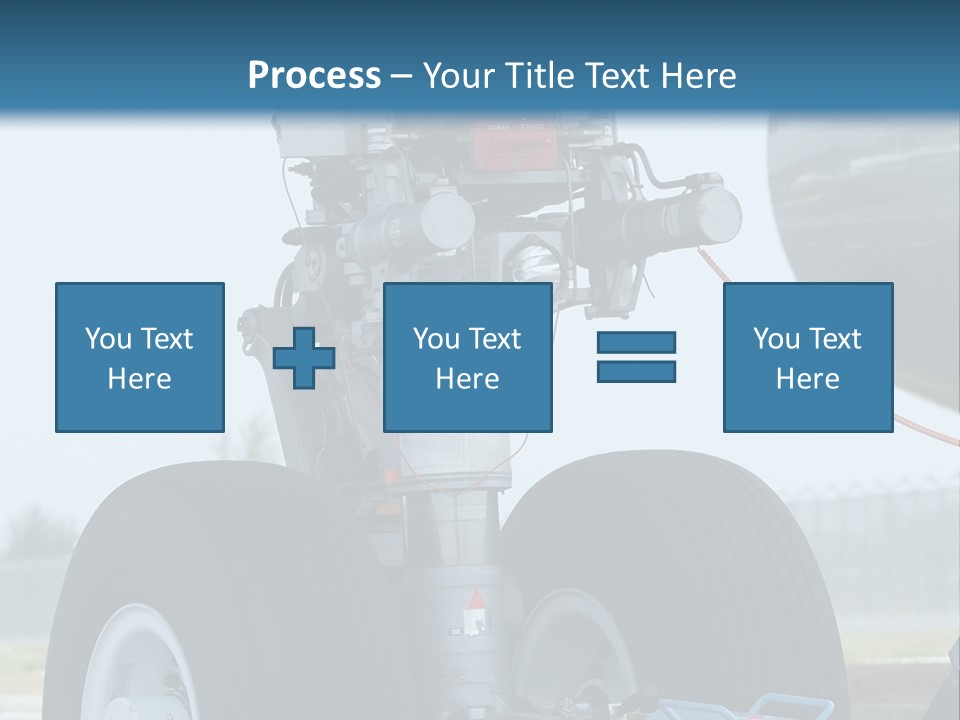 Nose Wheel (Front Landing Gear) Of Very Large, Wide-Body Airplane Being Towed At An Airport. PowerPoint Template