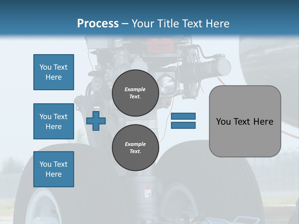 Nose Wheel (Front Landing Gear) Of Very Large, Wide-Body Airplane Being Towed At An Airport. PowerPoint Template