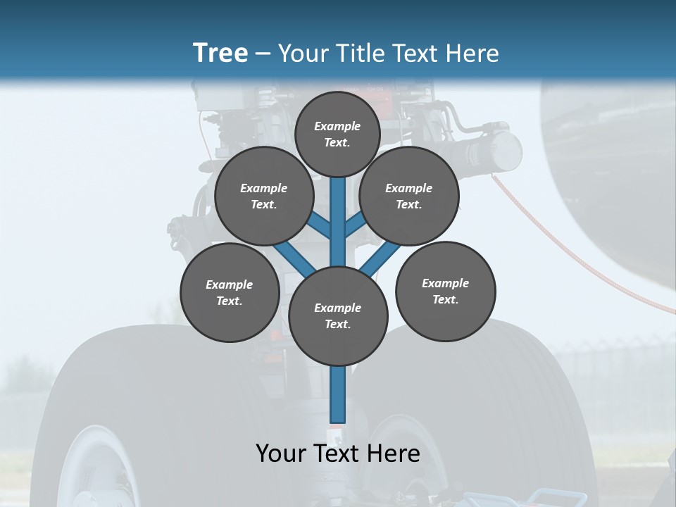 Nose Wheel (Front Landing Gear) Of Very Large, Wide-Body Airplane Being Towed At An Airport. PowerPoint Template