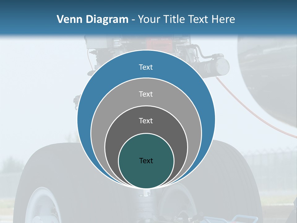Nose Wheel (Front Landing Gear) Of Very Large, Wide-Body Airplane Being Towed At An Airport. PowerPoint Template