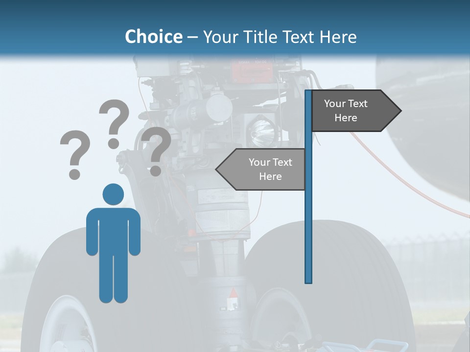 Nose Wheel (Front Landing Gear) Of Very Large, Wide-Body Airplane Being Towed At An Airport. PowerPoint Template