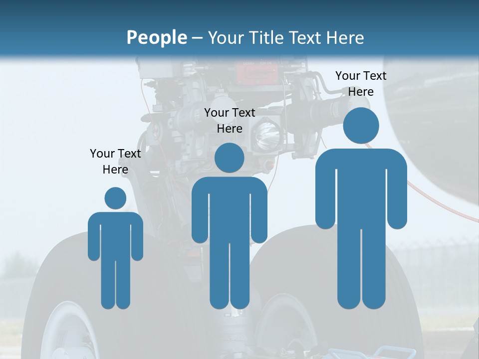 Nose Wheel (Front Landing Gear) Of Very Large, Wide-Body Airplane Being Towed At An Airport. PowerPoint Template