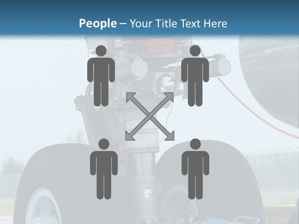 Nose Wheel (Front Landing Gear) Of Very Large, Wide-Body Airplane Being Towed At An Airport. PowerPoint Template