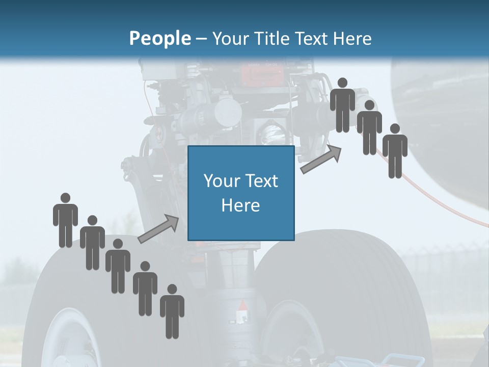 Nose Wheel (Front Landing Gear) Of Very Large, Wide-Body Airplane Being Towed At An Airport. PowerPoint Template