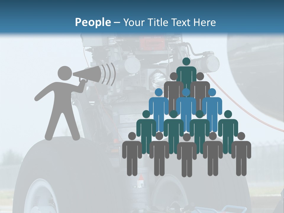 Nose Wheel (Front Landing Gear) Of Very Large, Wide-Body Airplane Being Towed At An Airport. PowerPoint Template