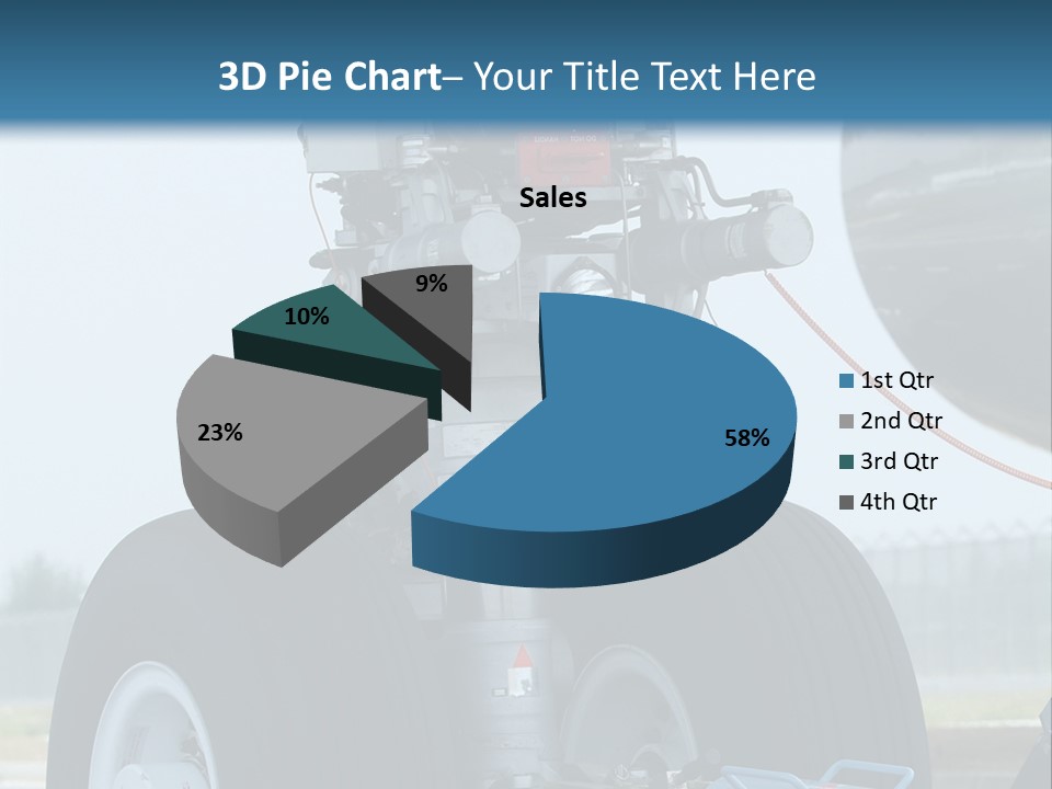 Nose Wheel (Front Landing Gear) Of Very Large, Wide-Body Airplane Being Towed At An Airport. PowerPoint Template
