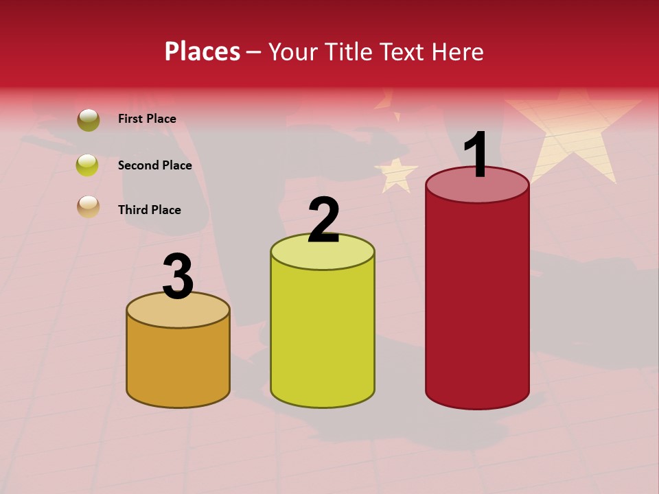 Silhouetted Pedestrians Overlaid With Chinese Flag PowerPoint Template