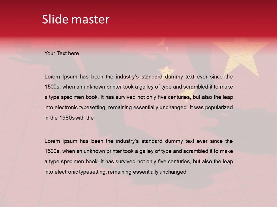 Silhouetted Pedestrians Overlaid With Chinese Flag PowerPoint Template