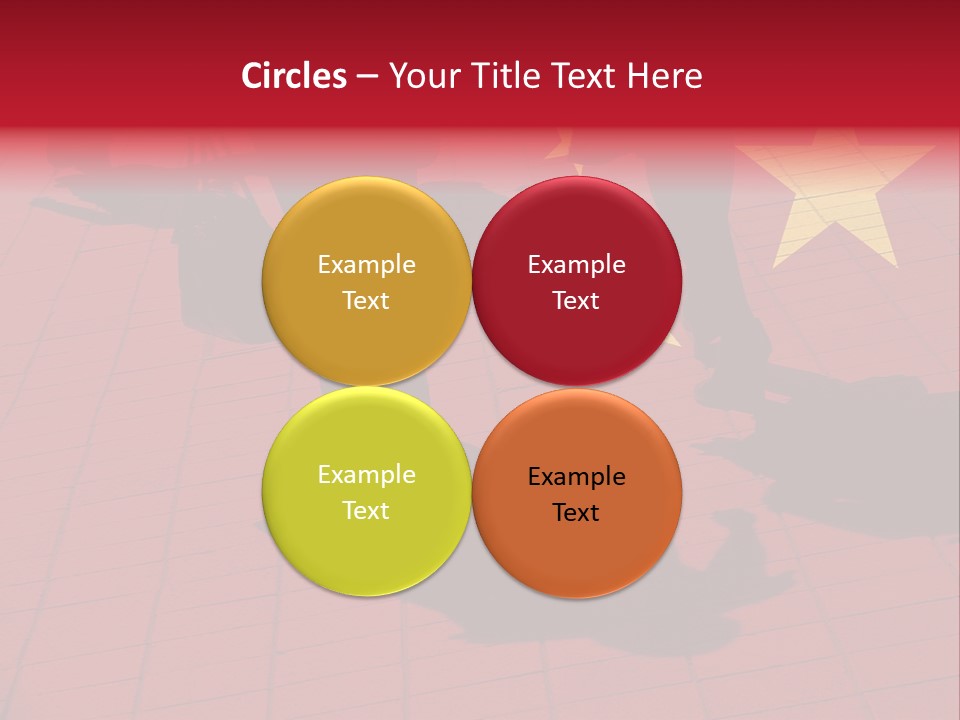 Silhouetted Pedestrians Overlaid With Chinese Flag PowerPoint Template