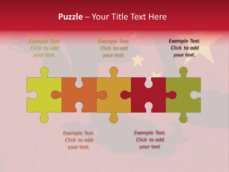 Silhouetted Pedestrians Overlaid With Chinese Flag PowerPoint Template