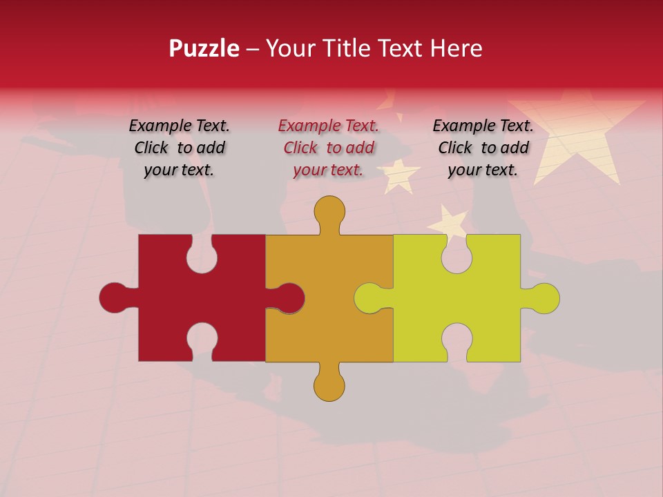 Silhouetted Pedestrians Overlaid With Chinese Flag PowerPoint Template