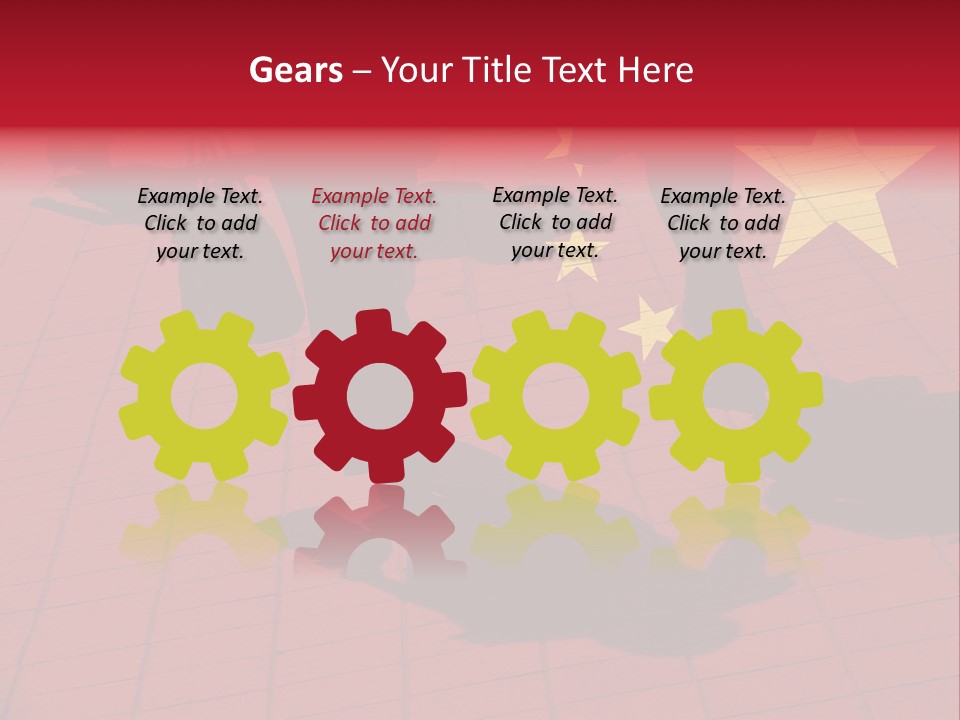 Silhouetted Pedestrians Overlaid With Chinese Flag PowerPoint Template