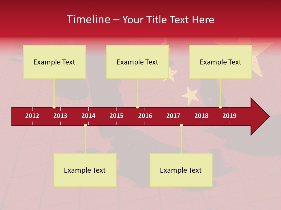 Silhouetted Pedestrians Overlaid With Chinese Flag PowerPoint Template