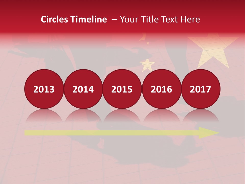 Silhouetted Pedestrians Overlaid With Chinese Flag PowerPoint Template