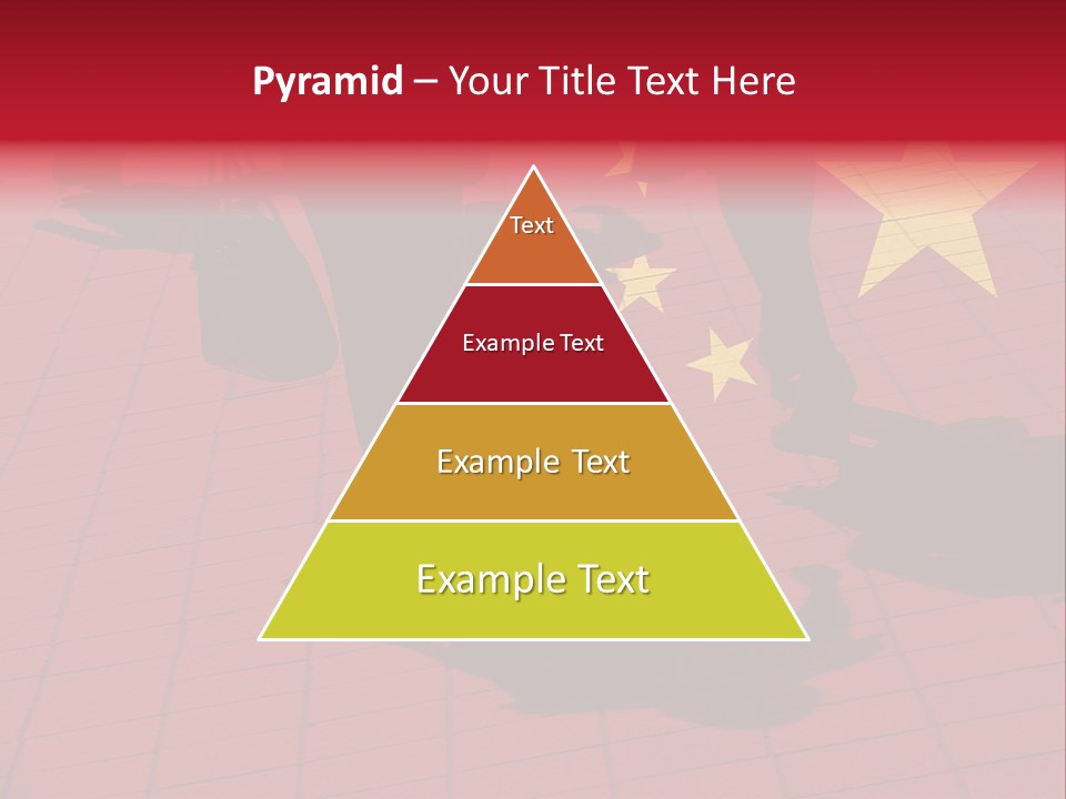 Silhouetted Pedestrians Overlaid With Chinese Flag PowerPoint Template