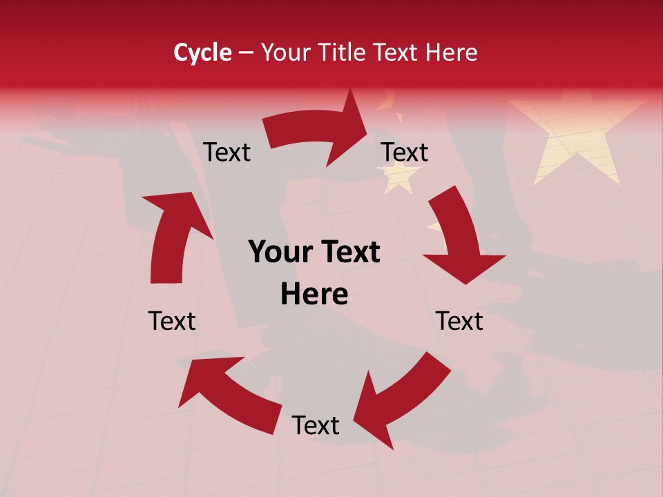 Silhouetted Pedestrians Overlaid With Chinese Flag PowerPoint Template