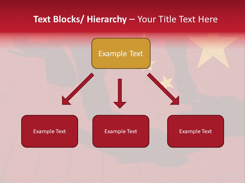 Silhouetted Pedestrians Overlaid With Chinese Flag PowerPoint Template