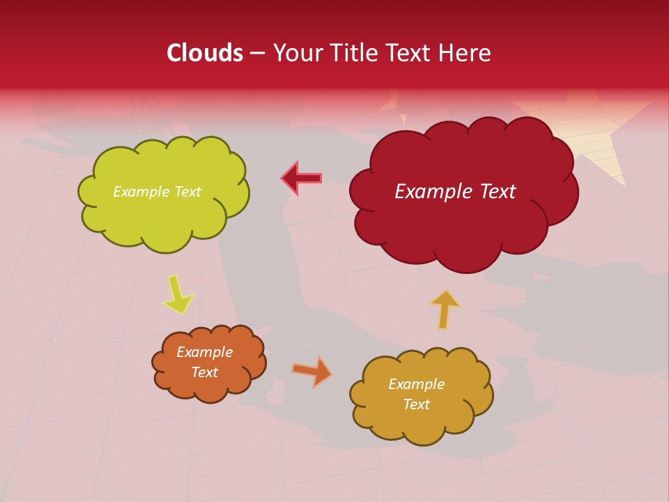 Silhouetted Pedestrians Overlaid With Chinese Flag PowerPoint Template
