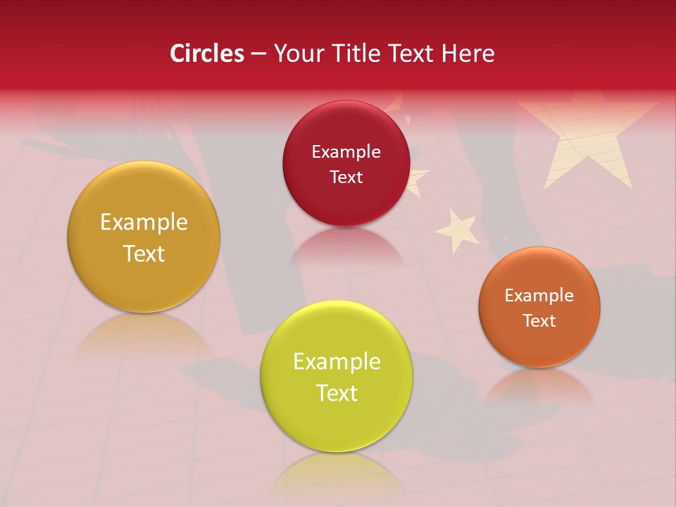 Silhouetted Pedestrians Overlaid With Chinese Flag PowerPoint Template