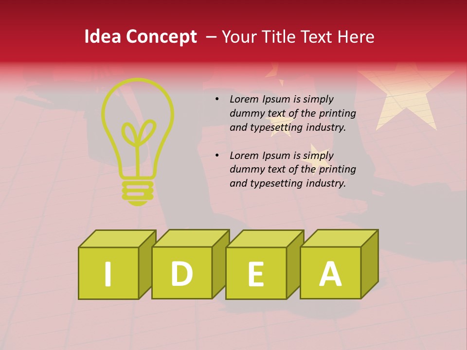 Silhouetted Pedestrians Overlaid With Chinese Flag PowerPoint Template