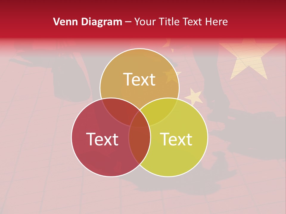 Silhouetted Pedestrians Overlaid With Chinese Flag PowerPoint Template