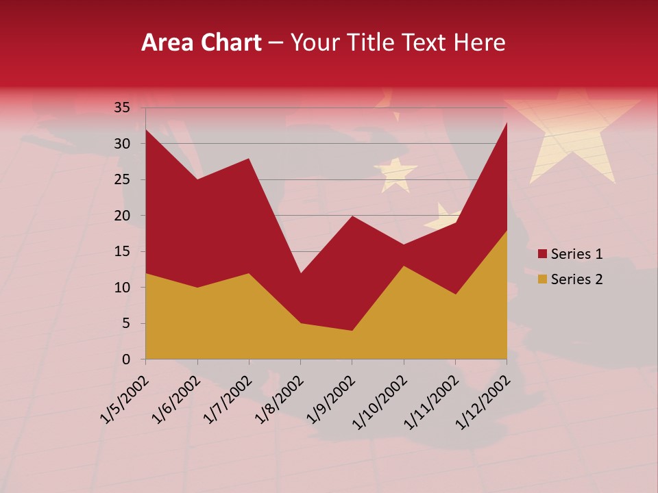 Silhouetted Pedestrians Overlaid With Chinese Flag PowerPoint Template