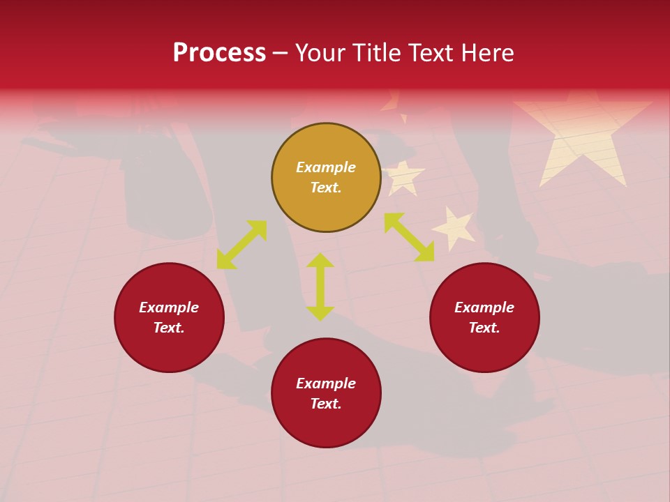 Silhouetted Pedestrians Overlaid With Chinese Flag PowerPoint Template