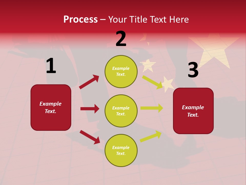 Silhouetted Pedestrians Overlaid With Chinese Flag PowerPoint Template