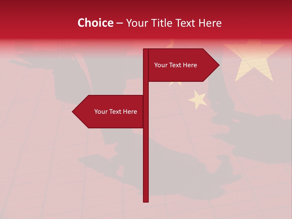 Silhouetted Pedestrians Overlaid With Chinese Flag PowerPoint Template