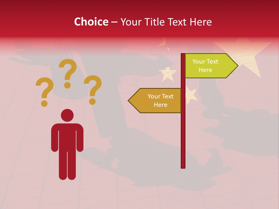 Silhouetted Pedestrians Overlaid With Chinese Flag PowerPoint Template