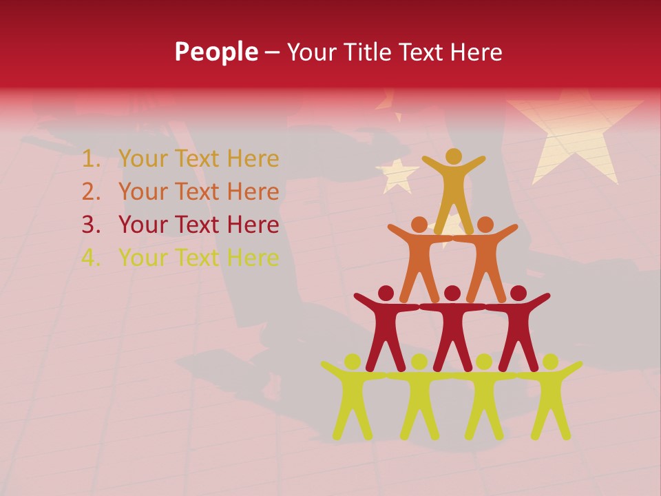 Silhouetted Pedestrians Overlaid With Chinese Flag PowerPoint Template